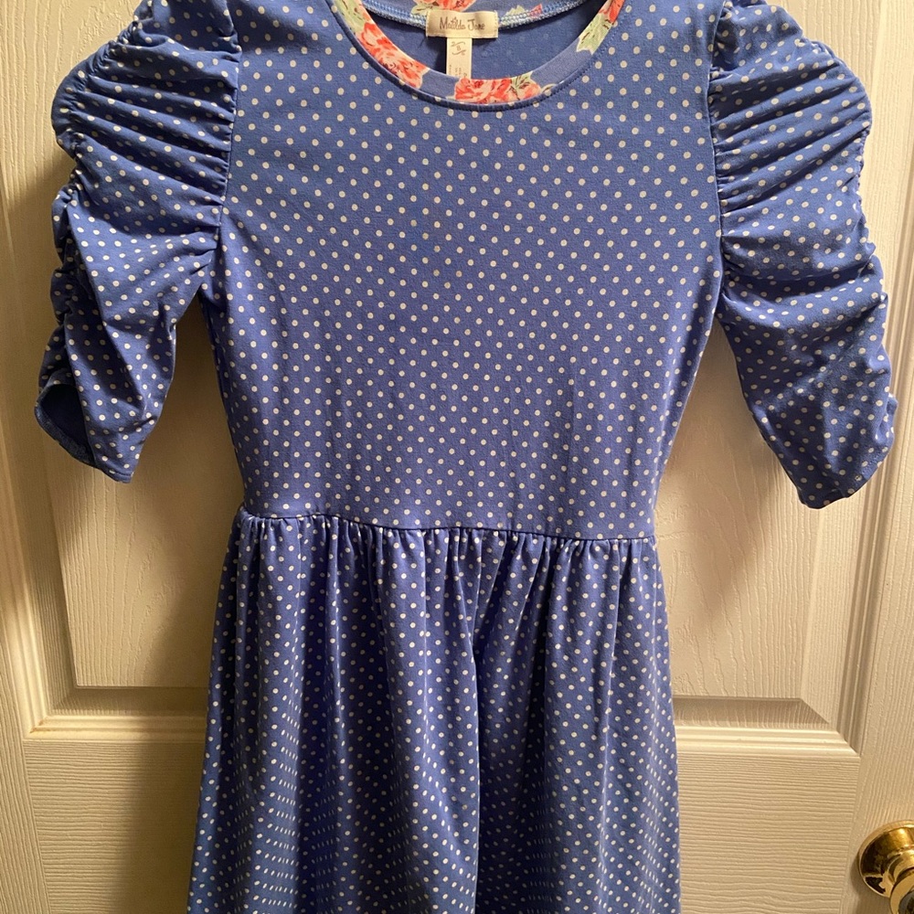 Matilda Jane blue dress with white polka dots 8
